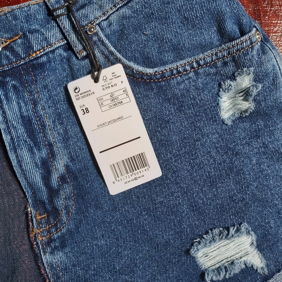 Mango Jacquard Floral Denim Shorts NWT Size 6 $60 - Picture 12 of 12